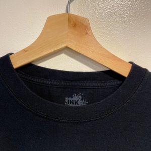 INK inc Black Short Slv Crew Neck Happy Halloween Graphic T-shirt Mens S (Tag L)